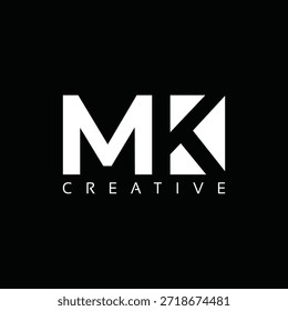 MK letters Logo with negative space design. Letter with geometric typography. Creative Vector Illustration with letters.