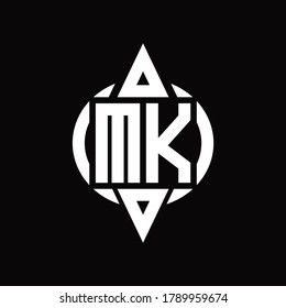 MK Logo with circle rounded combine triangle top and bottom side design template