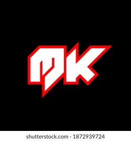 MK logo design, initial MK letter design with sci-fi style. MK logo for game, esport, Technology, Digital, Community or Business. M K sport modern Italic alphabet font. Typography urban style fonts.