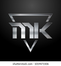 Logotipo MK, Logotipo Metálico, Logotipo Plateado, Monograma, Polígono