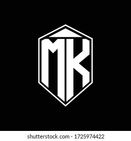 mk logo monogram with emblem shape combination tringle on top design template