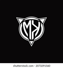 MK Logo monogram isolated with circle shape and three arrow design template