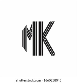 Estilo de esquema de monograma del logotipo MK vinculado aislado en fondo blanco
