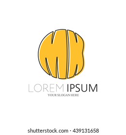MK Logo. Vector Graphic Sphere Branding Letter Element. White Background