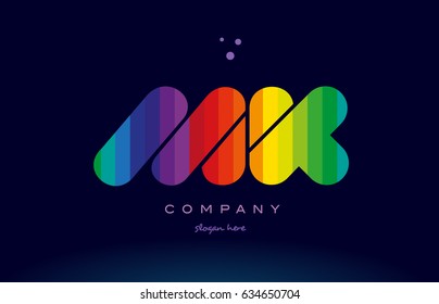 mk m k alphabet letter colorful creative colors text dots creative company logo vector icon design template