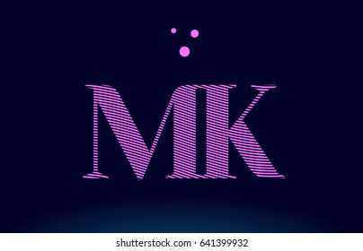 mk m k alphabet letter logo pink line stripes magenta purple blue font creative text dots company vector icon design template
