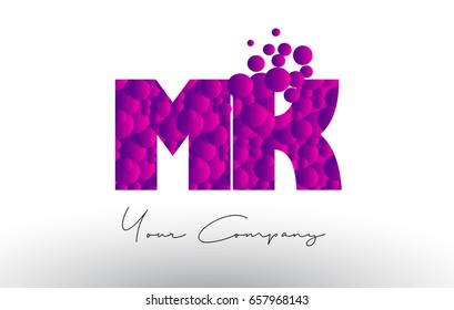 MK M K Dots Letter Logo with Purple Pink Magenta Bubbles Texture Vector.