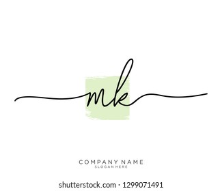 MK M K Initial handwriting logo template