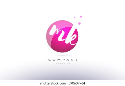 mk m k  sphere pink 3d alphabet company letter combination logo hand writting written design vector icon template 