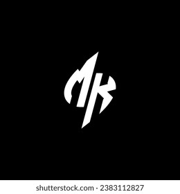 Diseño de logotipo de soporte de monograma MK con concepto de forma fría en vector