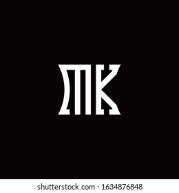 MK monogram logo with curved side style design template