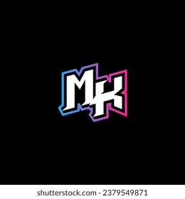 MK monogram logo design with abstract shape concept in vector