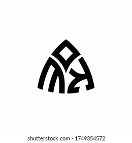 MK monogram logo with modern triangle style design template isolated on white background