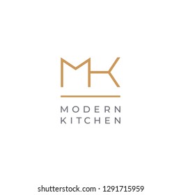 MK. Monogramm mit zwei Buchstaben M & K. Luxuriöses, einfaches, minimalistisches und elegantes Logo-Design. Vorlage für Vektorillustration.