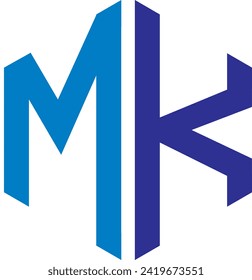 MK Polygon logo design, icon, symbol, vector file logo, 