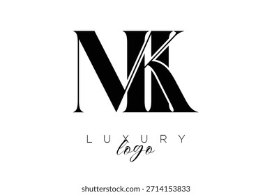 MK Serif Letter Monogram Typography Logo for Elegant Premium Branding Identity