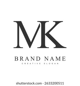 MK trendy logotype template. Initial letter m and k classic font style. Creative logo for company name or identity. Vector illustration.