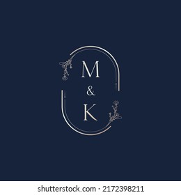 MK Hochzeitslogo-Anfangsbuchstaben in hochwertigem professionellem Design, das gut in allen Printmedien drucken kann