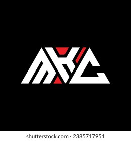 Diseño del logotipo de la letra triangular MKC con forma triangular. Monograma de diseño del logotipo del triángulo de MKC. Plantilla de logotipo vectorial triangular MKC con color rojo. Logo triangular de MKC Diseño sencillo, elegante y lujoso.
