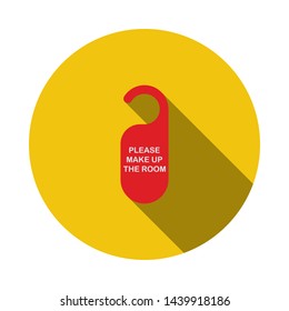 Mke Up Room Tag Icon. Flat Circle Stencil Design With Long Shadow. Vector Illustration.