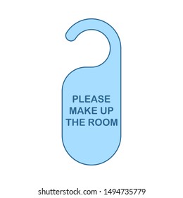 Icono de la etiqueta de la habitación de maquillaje. Línea Delgada Con Diseño De Relleno Azul. Ilustración vectorial.