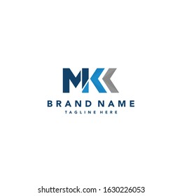 mkl initial, monogram vector design with details and dark blue color