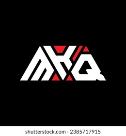 MKQ triangle letter logo design with triangle shape. MKQ triangle logo design monogram. MKQ triangle vector logo template with red color. MKQ triangular logo Simple, Elegant, and Luxurious design.