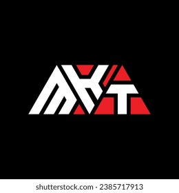 MKT triangle letter logo design with triangle shape. MKT triangle logo design monogram. MKT triangle vector logo template with red color. MKT triangular logo Simple, Elegant, and Luxurious design.