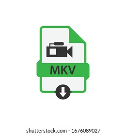 MKV download video file format vector image. MKV file icon flat design graphic video vector