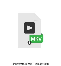 MKV download video file format vector image. MKV file icon flat design graphic video vector