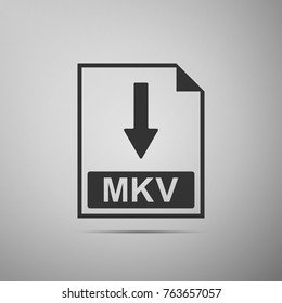 MKV file document icon. Download MKV button icon isolated on grey background. Flat design. Vector Illustration