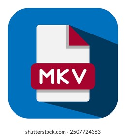 Mkv file type flat icon. video file format with a minimalist design. vector illustration.
