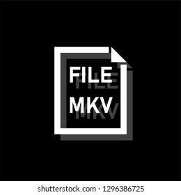 MKV File. White flat simple icon with shadow