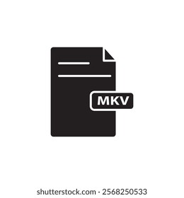 Mkv format document, simple flat black trendy style illustration for web and app..eps