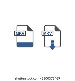 MKV Format Download Icon - Format Extension File Icon Vector Illustration For Web and Graphics Design.