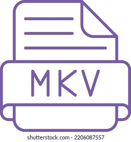 Mkv-Vektorsymbol. Kann für Druck-, Mobil- und Web-Anwendungen verwendet werden.