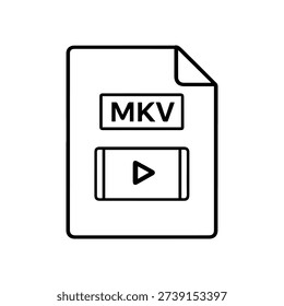 MKV video file line icon vector on a white background
Vector line icon on a white background