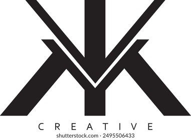 MKV or VMK letter modern logo design