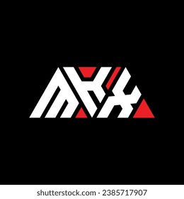 Logo-Design des Dreiecks MKX mit Dreiecksform. MKX Dreieck Logo Design Monogramm. MKX Dreieck-Vektorlogo-Vorlage mit roter Farbe. MKX Dreieckslogo Einfach, elegant und luxuriös.