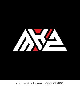Diseño del logotipo de la letra triangular MKZ con forma triangular. Monograma de diseño del logotipo del triángulo MKZ. Plantilla de logotipo vectorial triangular MKZ con color rojo. Logotipo triangular MKZ Diseño sencillo, elegante y lujoso.