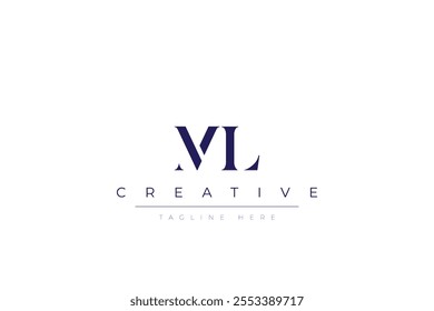 ML abstract minimalist letters Logo Monogram. It is a minimalist logo, this logo is made by combining two letters