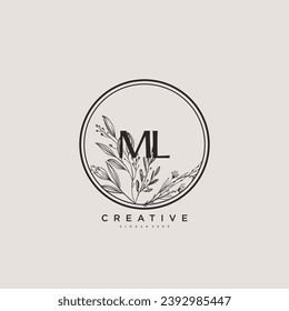 ML Beauty vector initial logo art, handwriting logo of initial signature, wedding, fashion, jewerly, boutique, floral and botanical with creative template for any company or business.
