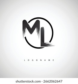 Logotipo de traçado de pincel ML - Símbolo Artístico Moderno com Textura de Tinta para Branding Criativo e Design de Identidade Visual