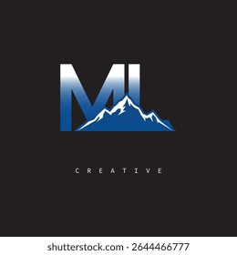 ML Creative Mountain Logo Bold Gradient Letter mark Branding Design for Business Outdoor Brands