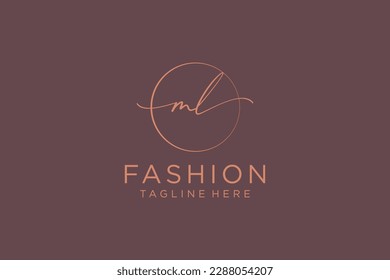 ML Feminine logo beauty monogram and elegant logo design, handwriting logo of initial signature, wedding, fashion, floral and botanical with creative template.