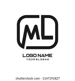 ML initial box letter logo template vector