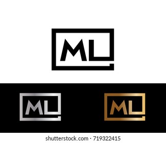 ML initial box shape Logo designs template
