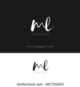 ML Escritura manuscrita inicial o logotipo manuscrito para la identidad. Logo con firma y estilo dibujado a mano.