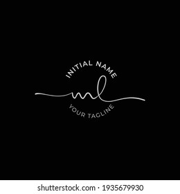 ml Initial handwriting signature logo vector. Hand lettering for designs