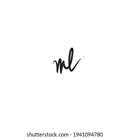 ml logotipo inicial de firma blanca aislada